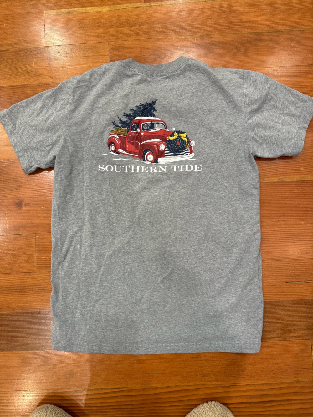 Southern Tide boy’s Grey Tee with Red Truck Graphic
